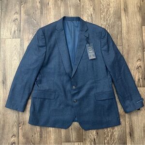 Stafford 100%Wool Sport Coat Classic Fit Blazer Mens Size 52 Reg Navy Blue